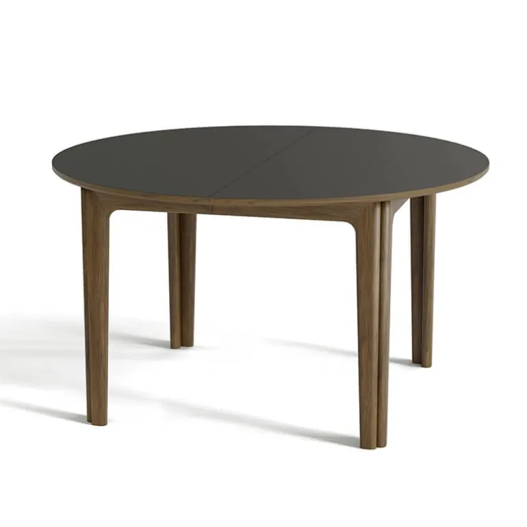SM112 Table ronde extensible en stratifié et pieds bois conçue au Danemark