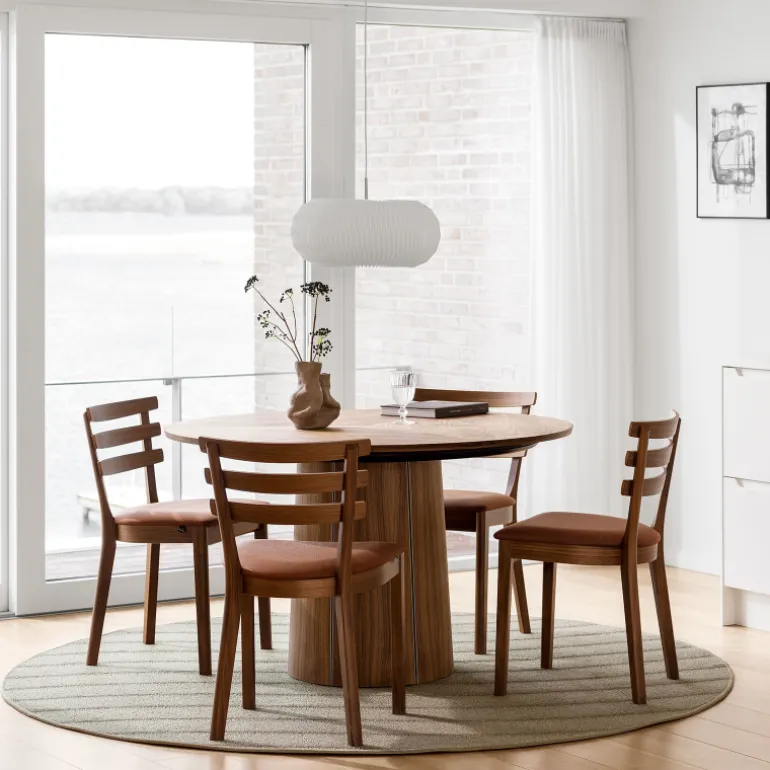 SM33 Table ronde extensible en bois avec pied central