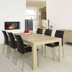 SM23/24 Table scandinave rectangulaire en bois avec allonges