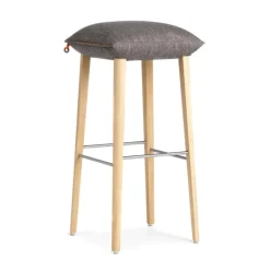 Soda Mobitec® Tabouret de bar rembourré sans dossier en tissu et pieds bois
