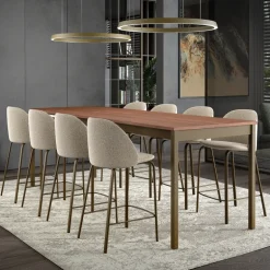 Sofia Tabouret snack confortable en tissu avec pieds en métal