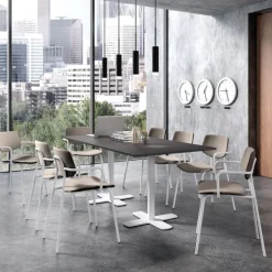 Spinner 2 Table en stratifié rectangulaire avec deux pieds en métal