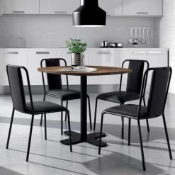 Spinner Table ronde pour cuisine en stratifié avec pied central