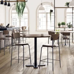 Spinner Table snack ronde pour cuisine en stratifié avec pied central