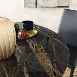 Sun Table ronde en céramique extensible pied tulipe