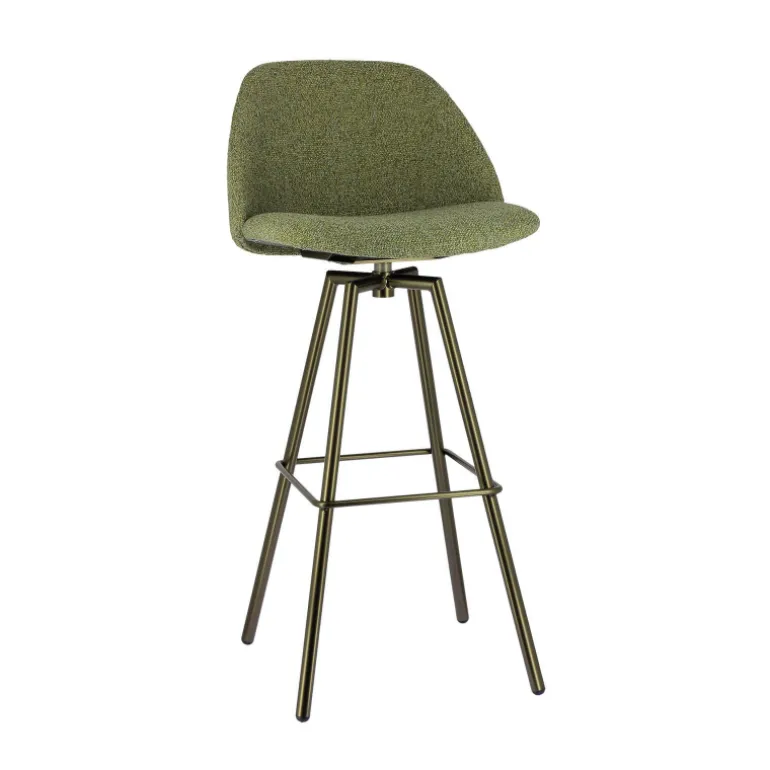 Swiftie Tabouret de bar pivotant en tissu et pieds métal