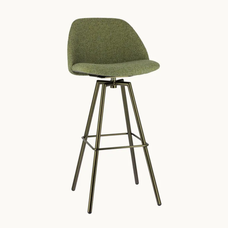 Swiftie Tabouret de bar pivotant en tissu et pieds métal