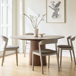 Table ronde extensible en Fenix et pied central en bois SM33