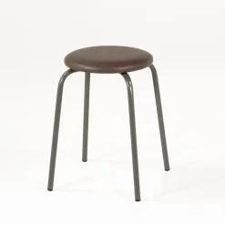 TabRond Tabouret bas empilable en métal et simili