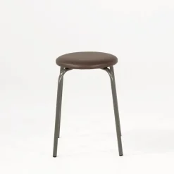 TabRond Tabouret bas empilable en métal et simili