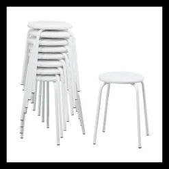 TabRond Tabouret bas empilable en métal et simili