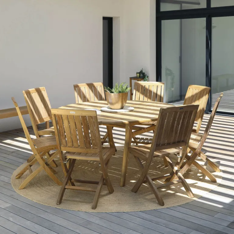TamaniTable de jardin ronde en teck