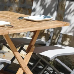 TanamaTable de jardin rectangulaire pliante en teck massif