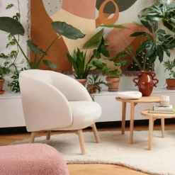 Thalia Mobitec ® Fauteuil confortable en tissu avec pieds en bois