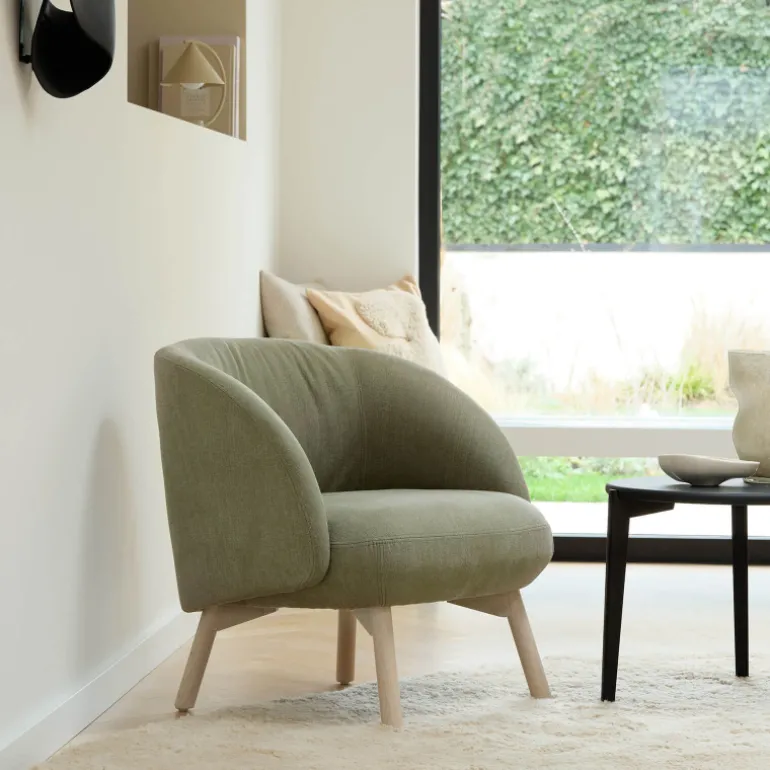 Thalia Mobitec ® Fauteuil confortable en tissu avec pieds en bois