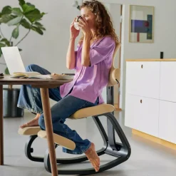ThatSit Varier® Chaise de bureau ergonomique à bascule en tissu et bois