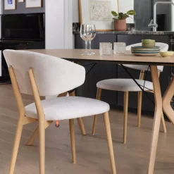 Toro Mobitec® Chaise moderne avec dossier incurvé en tissu et bois