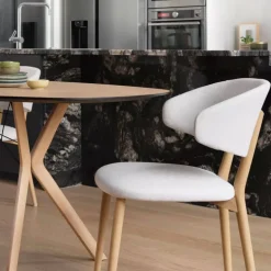 Toro Mobitec® Chaise moderne avec dossier incurvé en tissu et bois