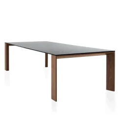 Toronto Sovet® Table design rectangulaire en verre piétement bois