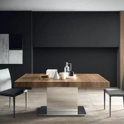 Tower Maxi Table ultra extensible pied central en métal et plateau en mélaminé