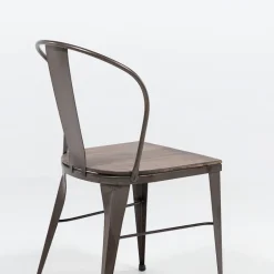 Turia 631 Chaise industrielle vintage en métal avec assise bois