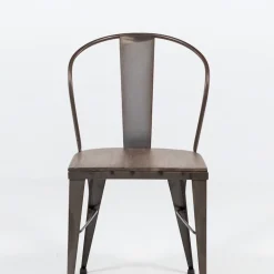 Turia 631 Chaise industrielle vintage en métal avec assise bois