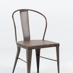 Turia 631 Chaise industrielle vintage en métal avec assise bois