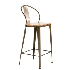 Turia TB 317 Tabouret industriel en métal et bois
