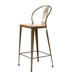 Turia TB 317 Tabouret industriel en métal et bois
