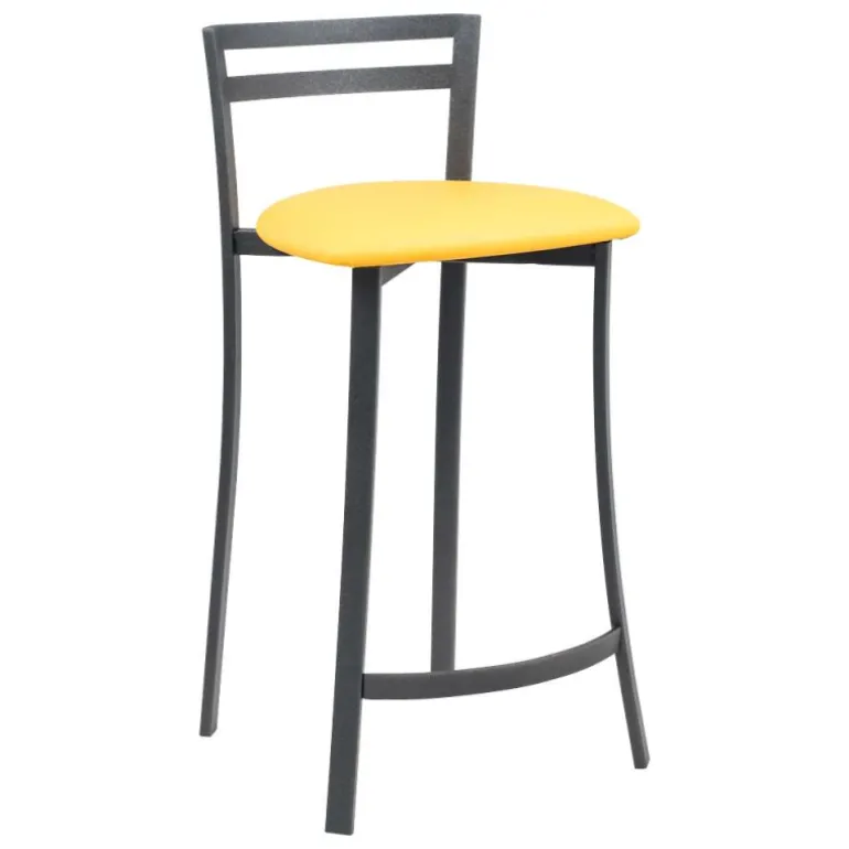 Urane Carrier® Tabouret snack avec dossier bas en synthétique et métal made in France