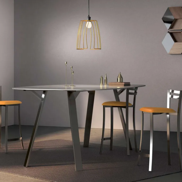 Urane Carrier® Tabouret snack avec dossier bas en synthétique et métal made in France