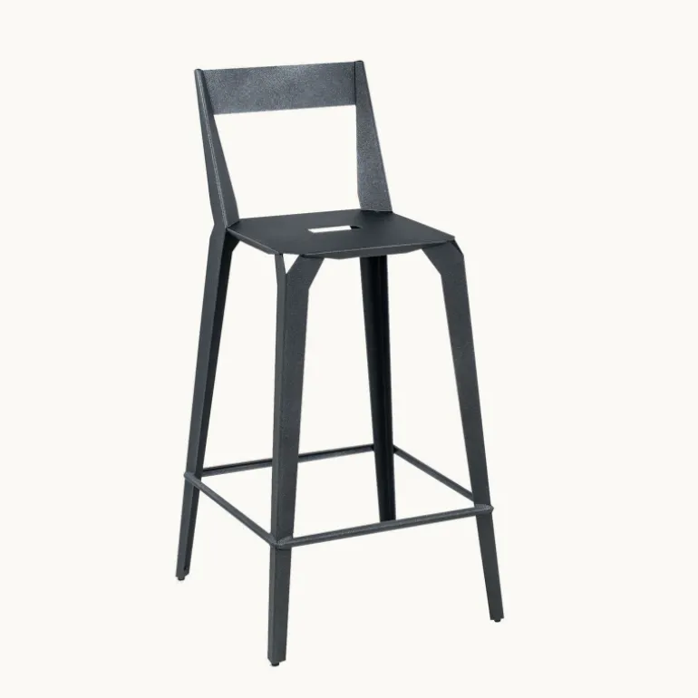 Valence Carrier® Tabouret snack industriel français en métal avec dossier