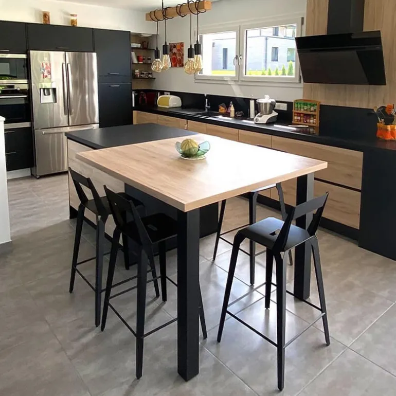 Valence Carrier® Tabouret snack industriel français en métal avec dossier