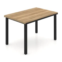 Valentina Table de cuisine extensible en mélaminé chêne naturel avec pieds en métal noir