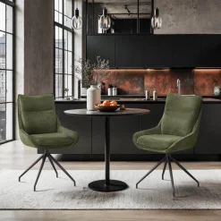 ValentineChaise pivotante en tissu avec poignée et pieds en métal