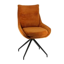 ValentineChaise pivotante en tissu avec poignée et pieds en métal