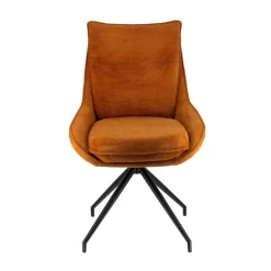 ValentineChaise pivotante en tissu avec poignée et pieds en métal