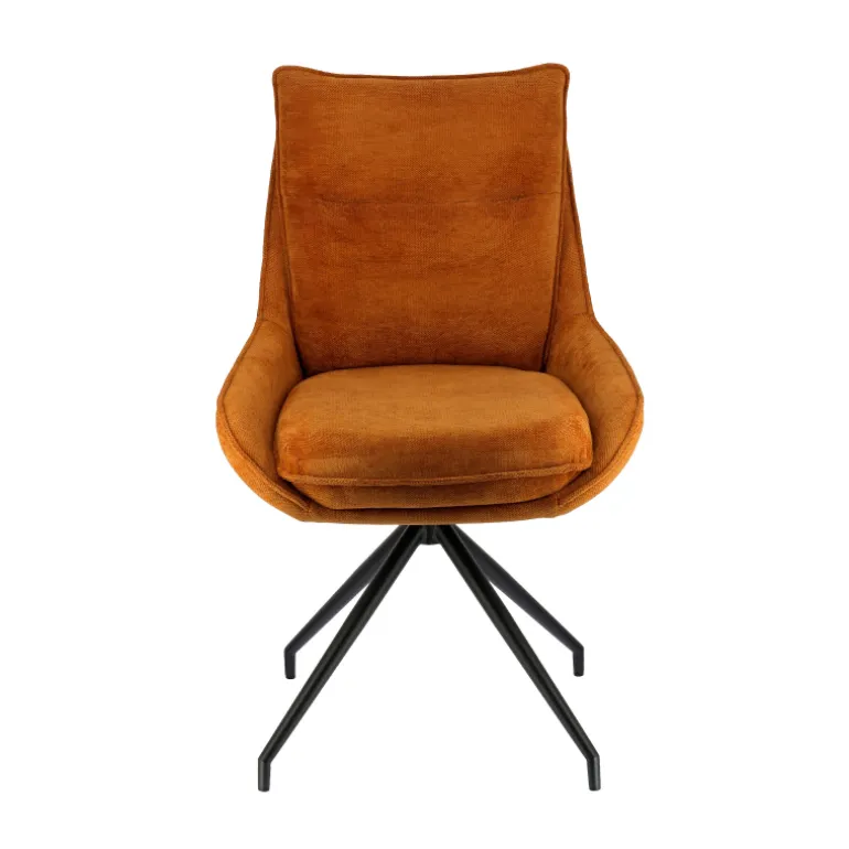 ValentineChaise pivotante en tissu avec poignée et pieds en métal