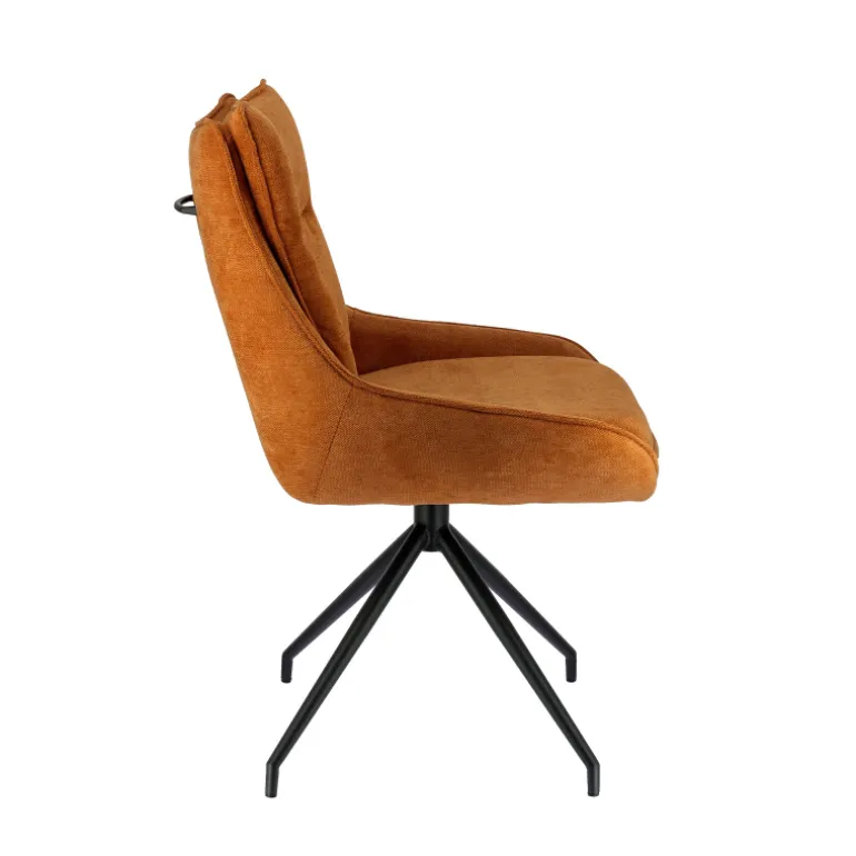 ValentineChaise pivotante en tissu avec poignée et pieds en métal