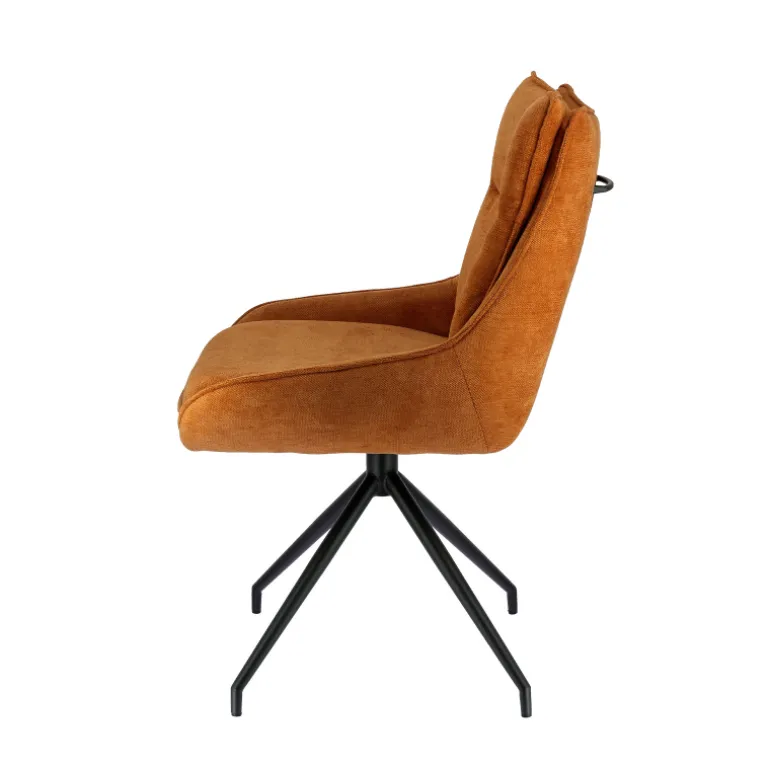 ValentineChaise pivotante en tissu avec poignée et pieds en métal