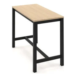 Valériane Table snack de cuisine en stratifié chêne naturel avec pieds en métal noir