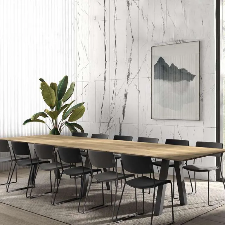 Veneto Grande table de salle à manger en mélaminé avec pieds obliques