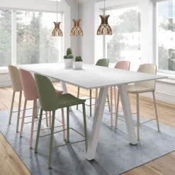 Veneto Table snack moderne stratifié avec pieds obliques