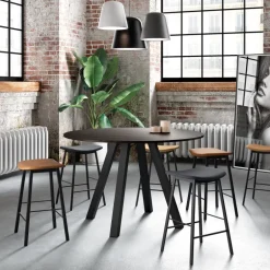 Veneto Table snack ronde de cuisine en stratifié