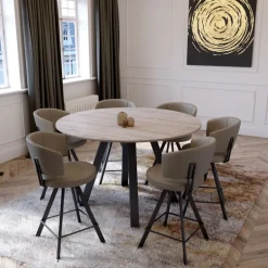 Veneto Table snack ronde de cuisine en stratifié