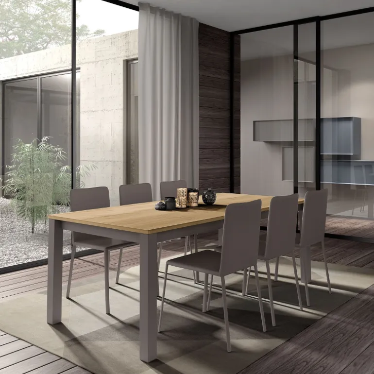 Verona Table rectangulaire en stratifié et pieds métal fabrication belge