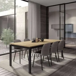 Vicenza Table de salle à manger en stratifié et pieds en métal