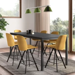 Vicenza Table haute snack en stratifié avec pieds en métal