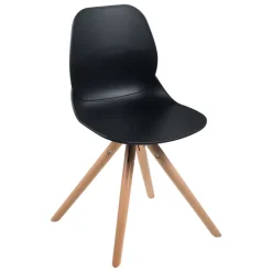 VictoireChaise design en polypropylène noir avec pieds en bois