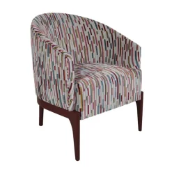 Victor Fauteuil tonneau Art déco en tissu et bois de hêtre